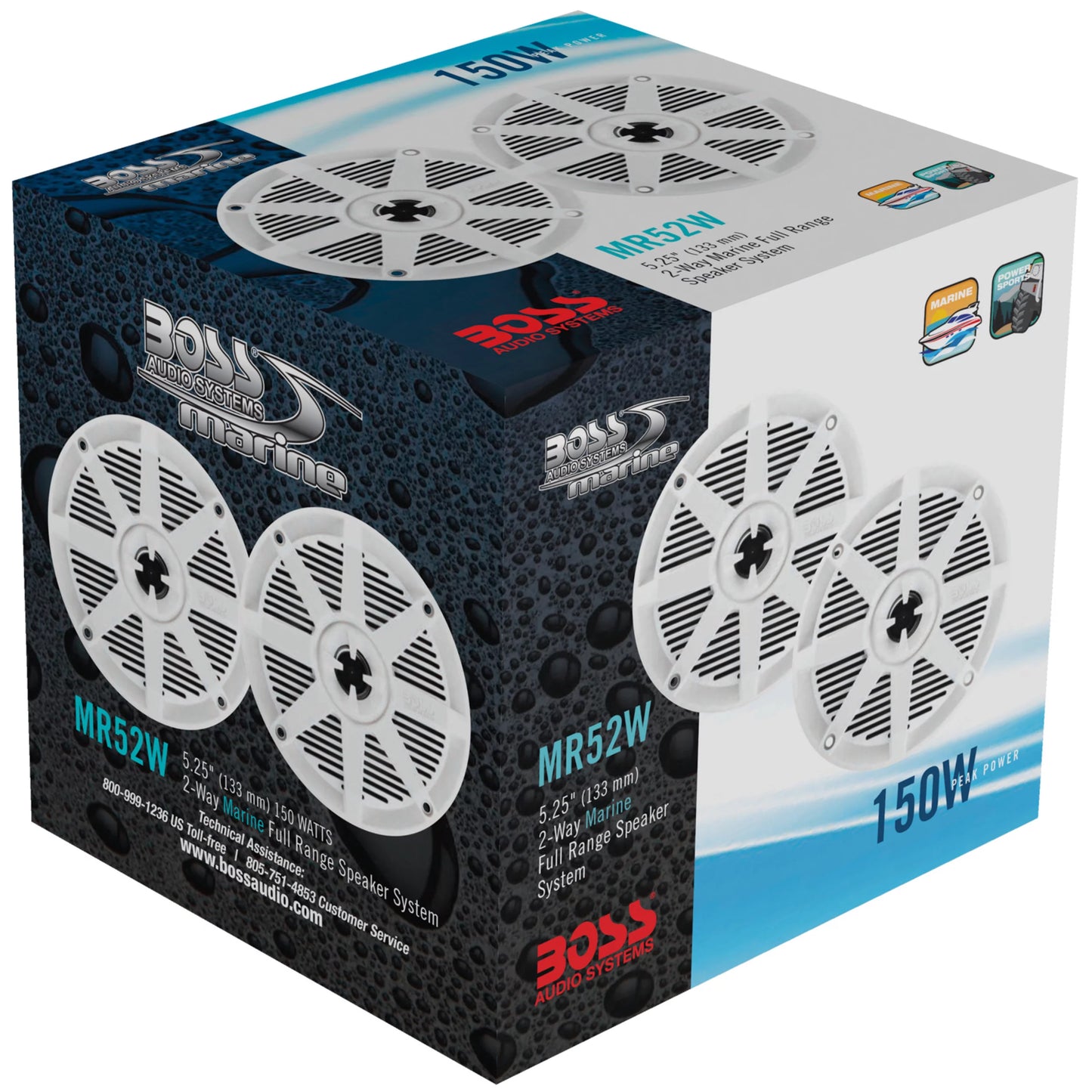 BOSS Audio Systems MR52W Marine 5.25” Speakers, 150 Watts, Full Range, 2 Way