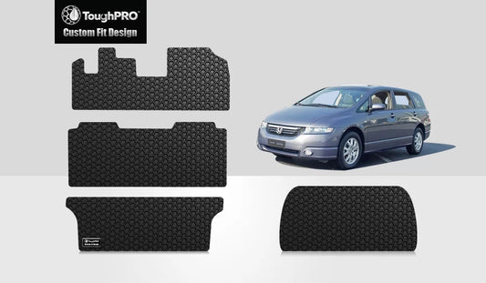 ToughPRO - Full Set with Cargo Mats Compatible with HONDA Odyssey - All Weather Heavy Duty (Made in USA) - Black Rubber - 2003