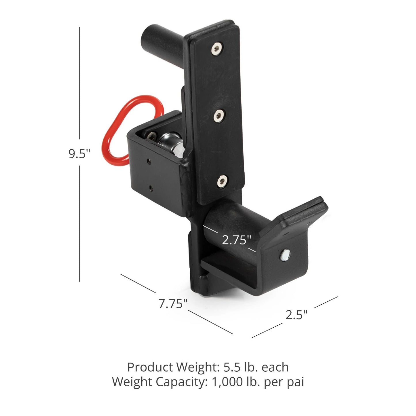 Titan Fitness T-2 Series Roller J-Hooks, UHMW Plastic, J-Hook Style Rack Mounted, 2,000 LB Capacity, Fits 2” x 2” Tubular Steel