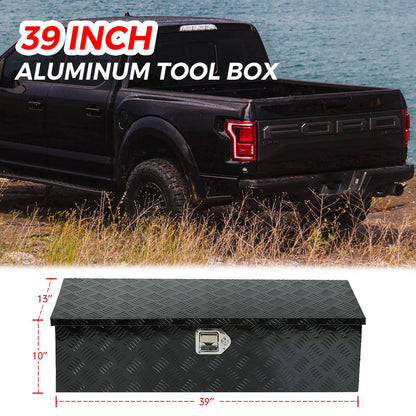 Confote 39 x 13 x 10 Inches Pick Up Truck Truck Bed Tool Box Trailer Storage Heavy Duty Aluminum, Lock and Keys, Waterproof, Black