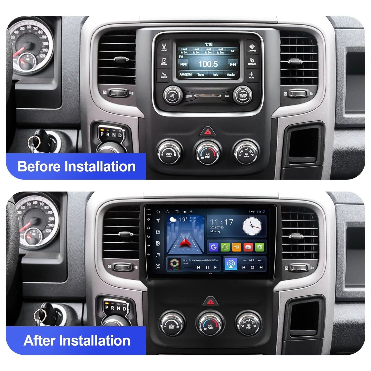 2+32G 9 inches Android 10 Double Din Car Stereo for Dodge RAM 1500/2500/3500 2013-2018 IPS Touchscreen Screen Car Radio with Carplay & Android Auto Support Backup Camera GPS Navi FM BT