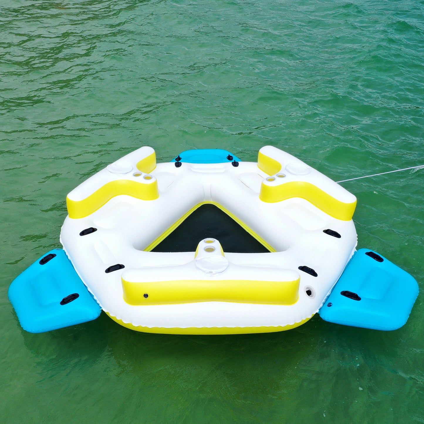 ALEKO IFI6P Inflatable Floating Island Lounge Raft with Cup Holders and Coolers - 6 Person