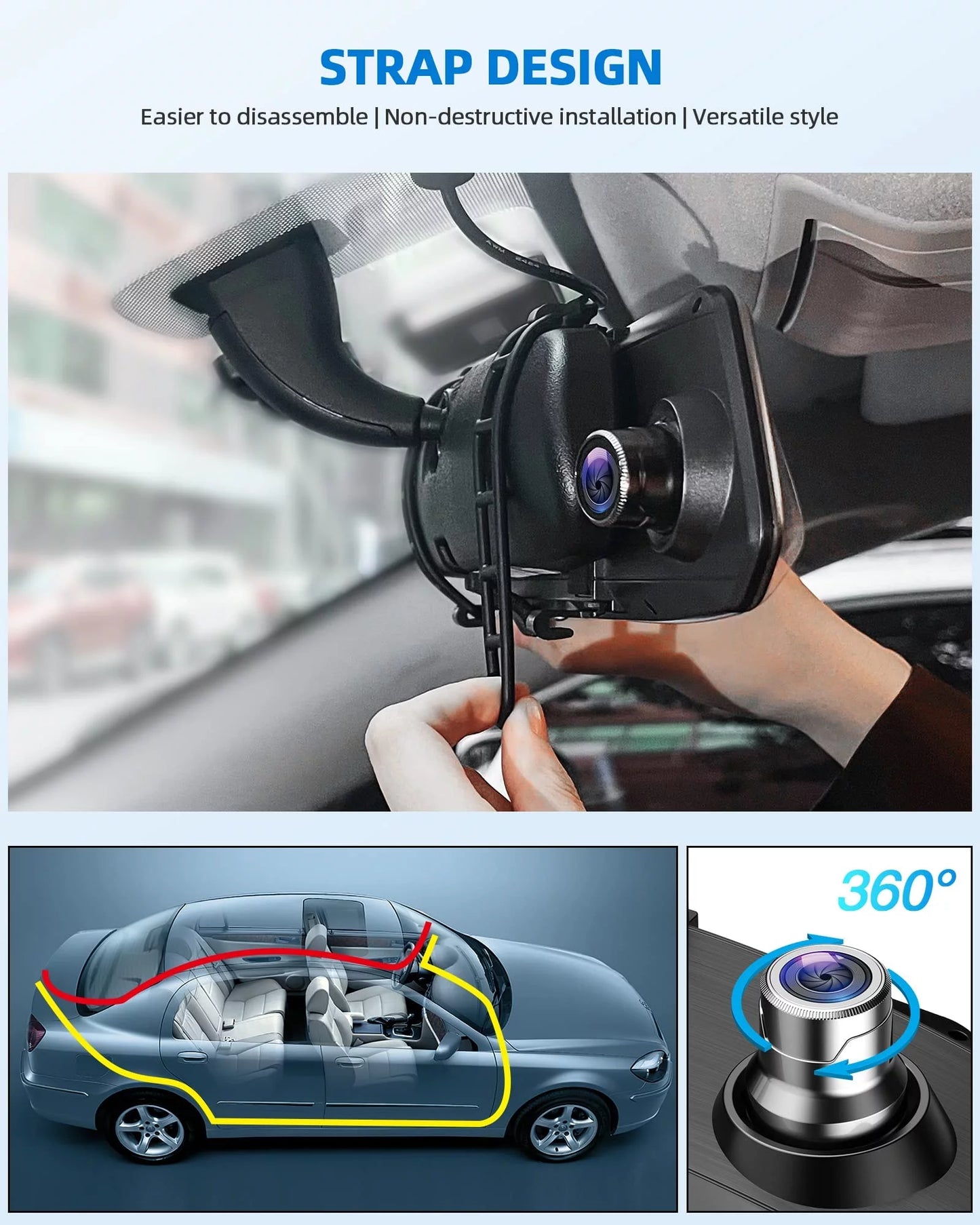 TOGUARD 7" Dual Mirror Dash Cam Front and Rear FHD 1080P Car Camera Touchscreen Rear View Mirror Camera Waterproof Backup Camera with Parking Assistance Motion Detection