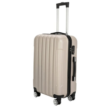 Capri Luggage Set 3 Piece Luggage Set Lock Spinner Wheels Luggage Carry on Suitcase(20/24/28), Champagne