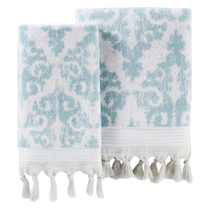 SKL Home Mirage Fringe Hand Towel (2-Pack), Taupe, 16" x 26"