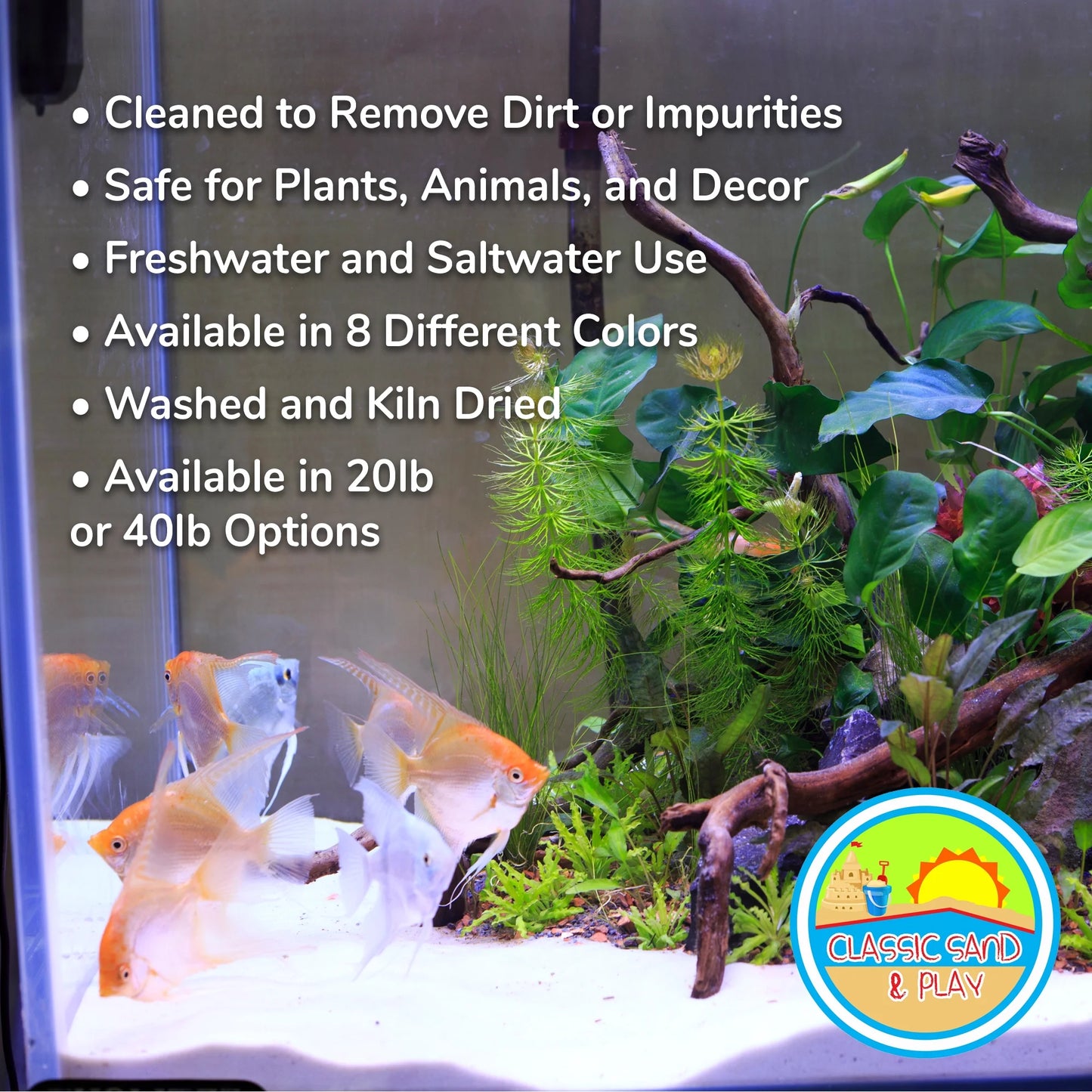 CLASSIC SAND & PLAY Natural Aquarium Sand for Freshwater and Saltwater Tanks, 20 lb. Yellow