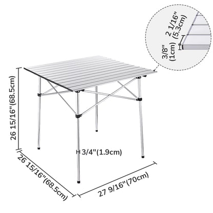 Yescom Roll Up Camping Table Portable Folding Aluminum Collapsible Lightweight Outdoor Picnic Desk With Carry Bag