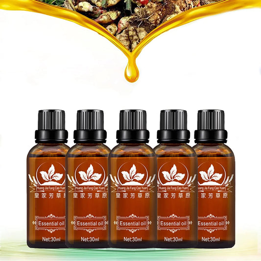 Cosprof Ginger Massage Oil, 5 Pcs Belly Drainage Ginger Oil, 100% Pure Natural Ginger Oil Lymphatic Drainage Massage, SPA Massage Grapeseed Oil for Skin, Perfect Valentine's Day Gift Set