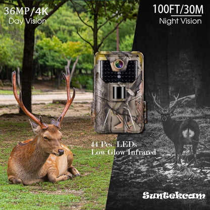 SuntekCam Trail Camera APP Control Game Camera 36MP/4K HD Night Vision Wildlife Camera WiFi Photo Traps Waterproof for Outdoor Scouting Wildlife Monitoring