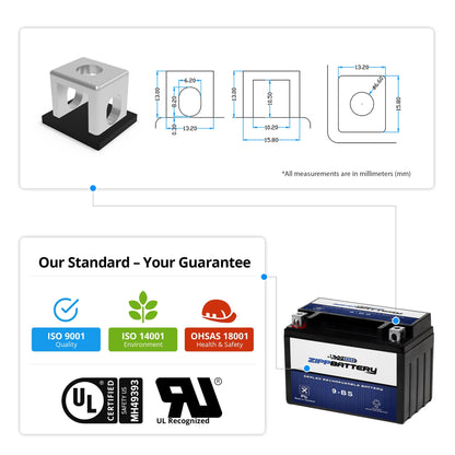 Zipp Battery YTX9-BS (9-BS 12 Volt,8 Ah, 120 CCA) Motorcycle Battery for Yamaha 600cc Xt600e 1995