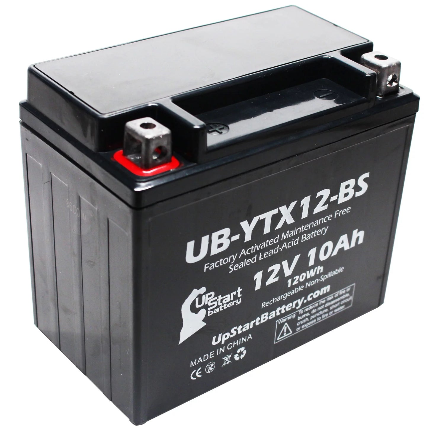 UpStart Battery Replacement 2002 Suzuki GSX-R1000 1000 CC Factory Activated, Maintenance Free, Motorcycle Battery - 12V, 10Ah, UB-YTX12-BS