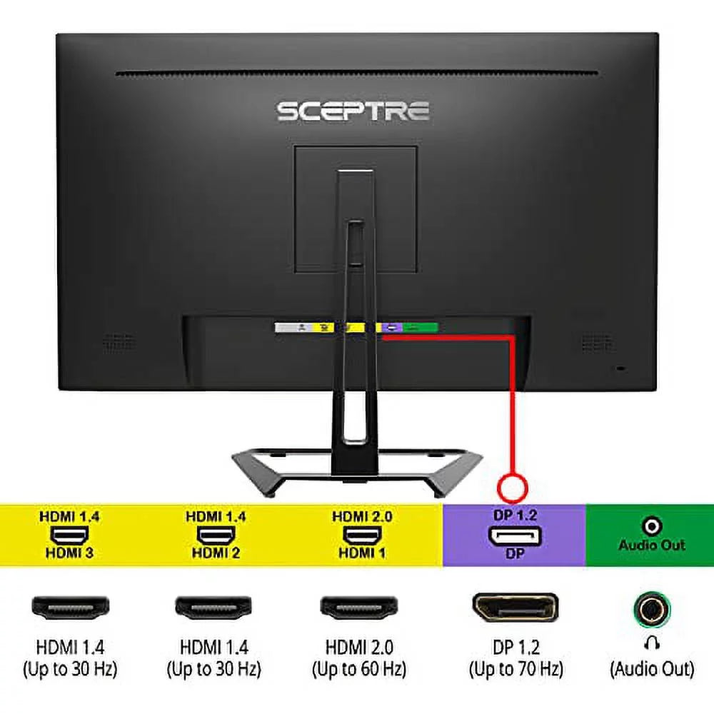 Sceptre 4K IPS 27" 3840 x 2160 UHD Monitor up to 70Hz DisplayPort HDMI 99% sRGB Build-in Speakers, Black 2021 (U275W-UPT)