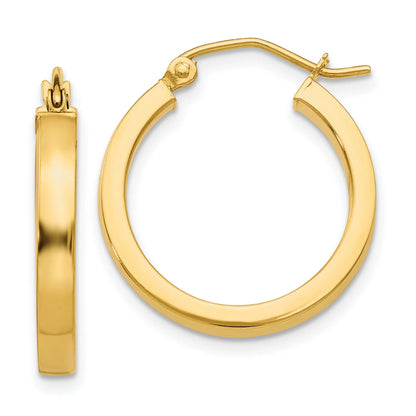 2x3mm Rectangular Tube Hoop Earrings in Real 14k Yellow Gold