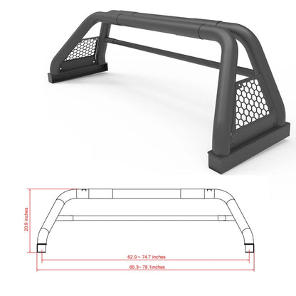 62.9-74.7" Adjustable Truck Roll Sport Bar Chase Rack Bed Bar Fit For 2019-2023 Ford Ranger