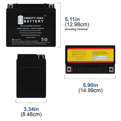 YTX12-BS 12V 10Ah Replacement Battery compatible with Suzuki GSX-R1000, Z 01-04 - 2 Pack