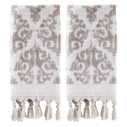 SKL Home Mirage Fringe Hand Towel (2-Pack), Taupe, 16" x 26"