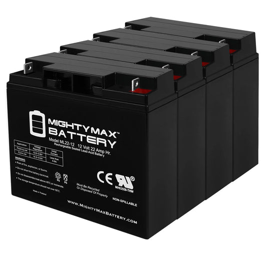 12V 22AH SLA Battery for Rascal R200/R500 Series Scooter - 4 Pack