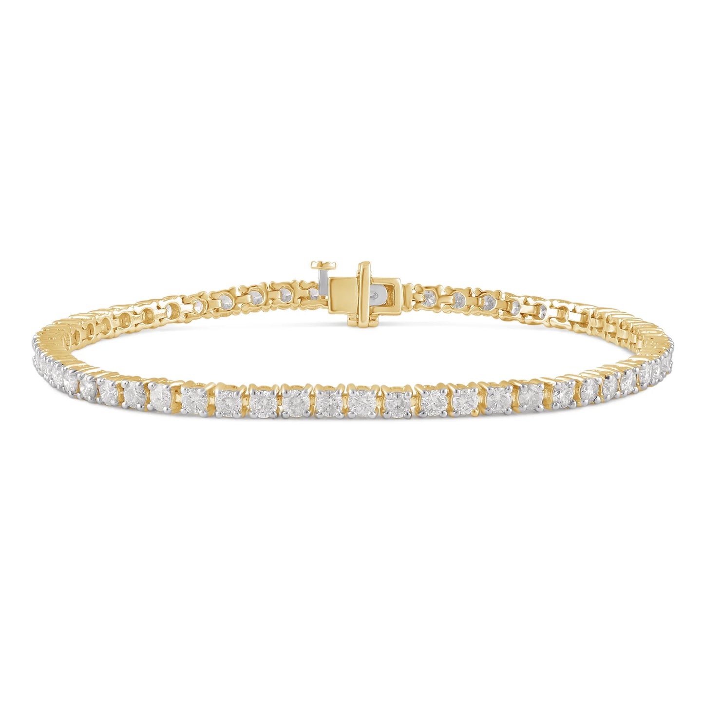 Arista 4.00 ct Round Diamond Tennis Bracelet in 14K Yellow Gold, 7" (J, I2)