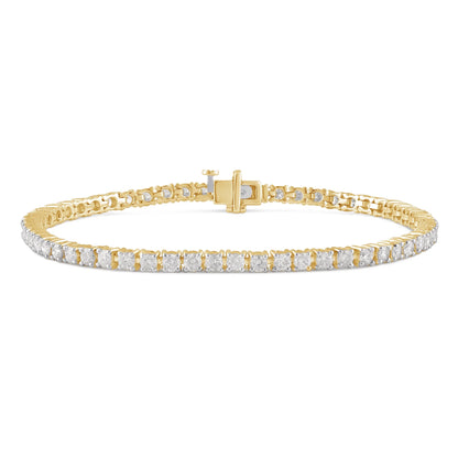 Arista 4.00 ct Round Diamond Tennis Bracelet in 14K Yellow Gold, 7" (J, I2)