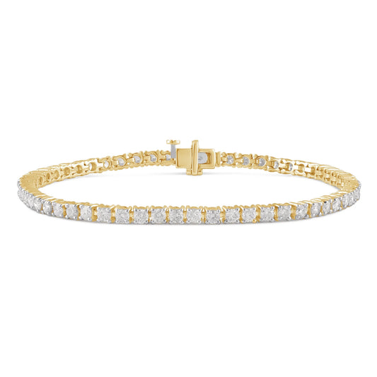 Arista 4.00 ct Round Diamond Tennis Bracelet in 14K Yellow Gold, 7" (J, I2)