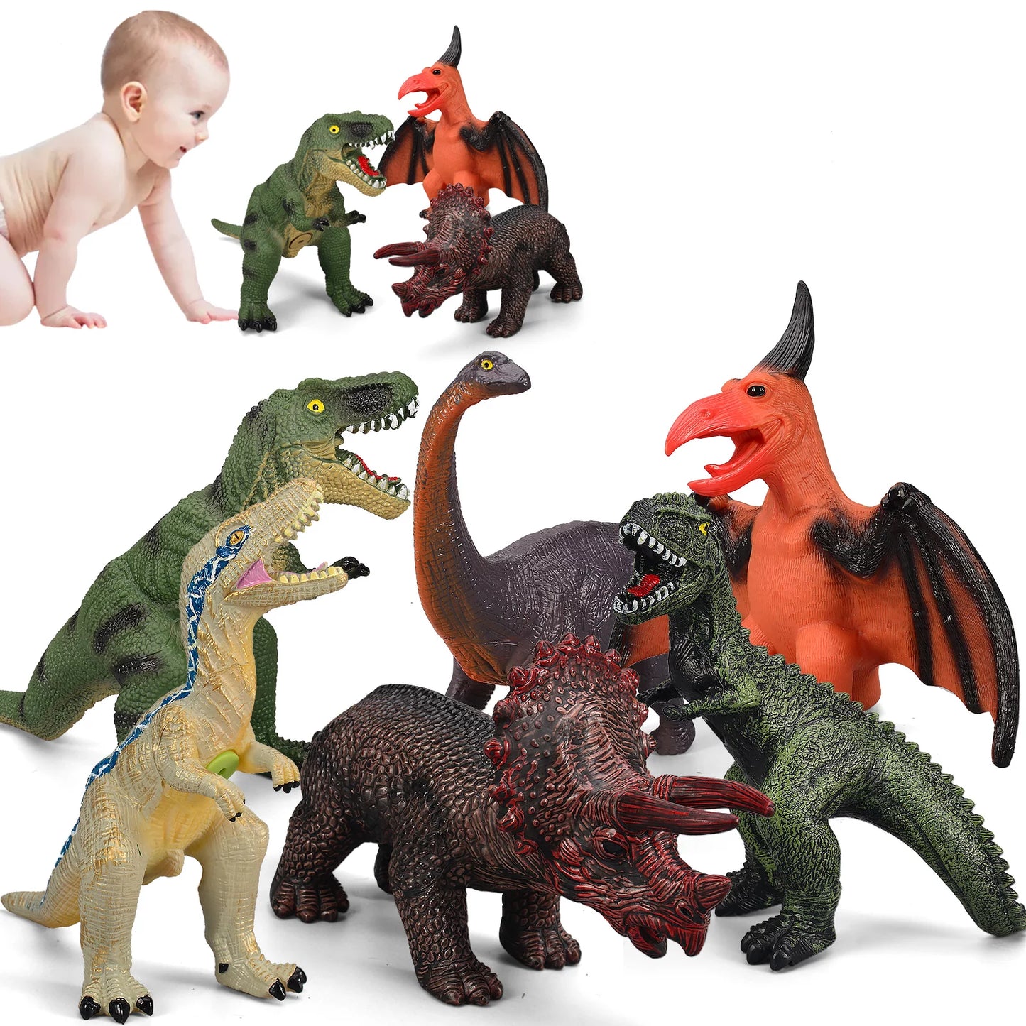 6 Piece Jumbo Dinosaur Toys for Kids and Toddlers, 13-17 Inches Blue Velociraptor T-Rex, Large Soft Dinosaur Toys Set for Dinosaur Lovers - Perfect Dinosaur Party Favors, Birthday Gifts