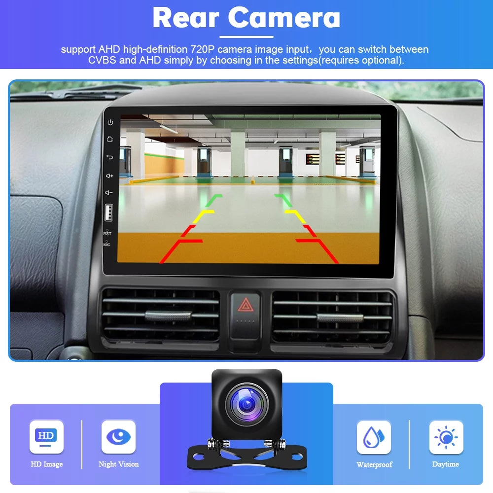 2+32G for Honda CRV 2002-2006 Wireless Carplay Android Auto Mirror Link 9'' Touchscreen Car Stereo Radio Player Bluetooth 1080P WIFI Hifi GPS FM Usb, AHD Backup Camera&Microphone