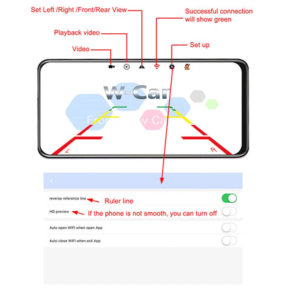 WiFi Wireless Reverse Backup Camera with LED Night Vision, Suitable for Automobiles and Commercial Vehicles