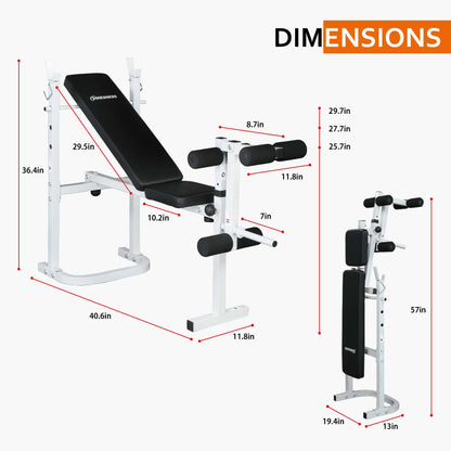 Winado Adjustable Olympic Weight Bench, with Squat Rack