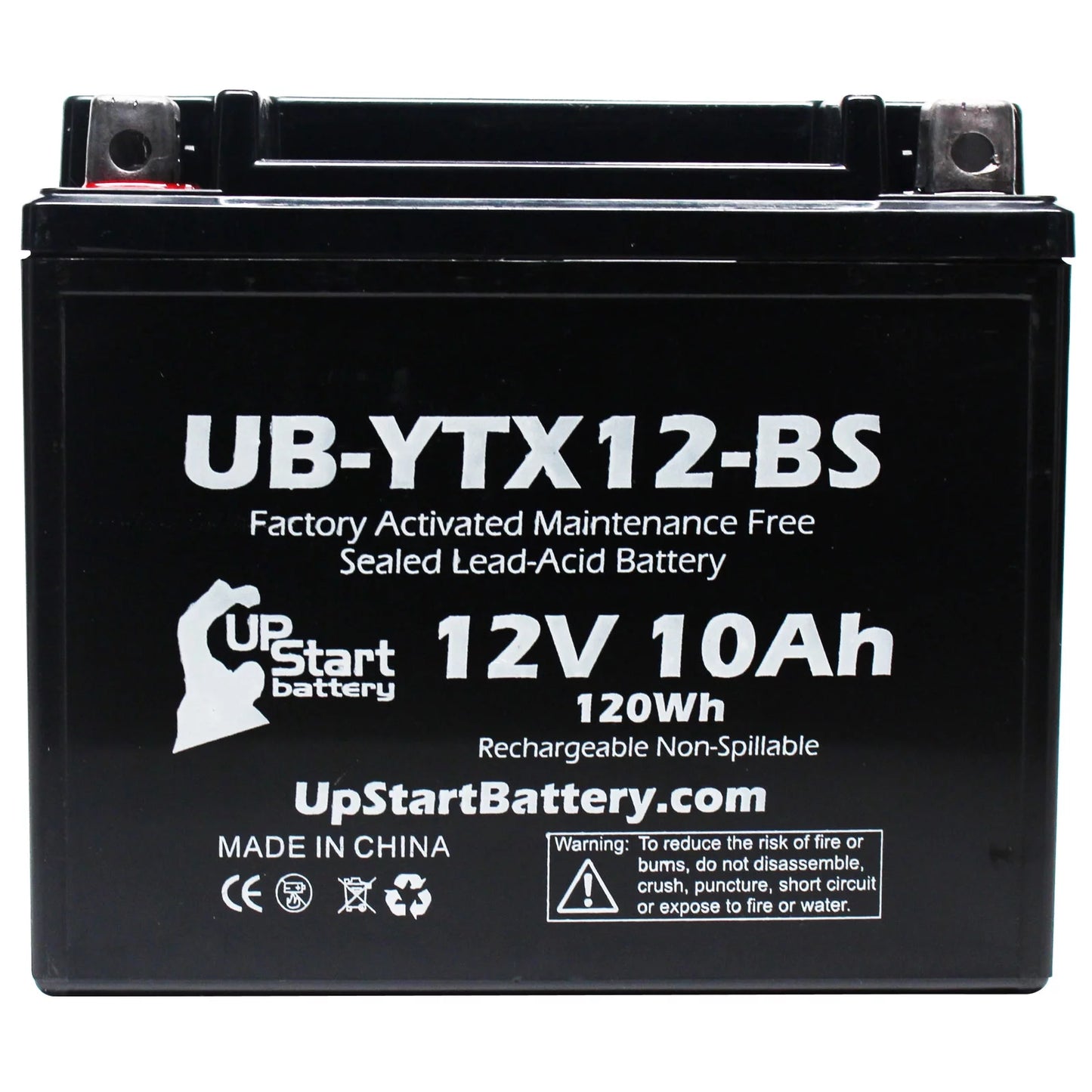 UpStart Battery Replacement 2002 Suzuki GSX-R1000 1000 CC Factory Activated, Maintenance Free, Motorcycle Battery - 12V, 10Ah, UB-YTX12-BS