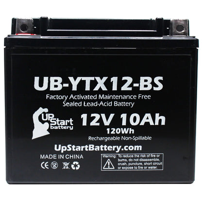 UpStart Battery Replacement 2002 Suzuki GSX-R1000 1000 CC Factory Activated, Maintenance Free, Motorcycle Battery - 12V, 10Ah, UB-YTX12-BS