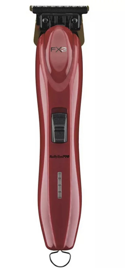 BaByliss Pro FX3 Red High-Torque Cordless Zero-Gap T-Blade Hair Trimmer #FXX3T