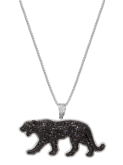 Shaquille O'Neal Men's Simulated Diamond Sterling Silver Panther Pendant, 24" Chain