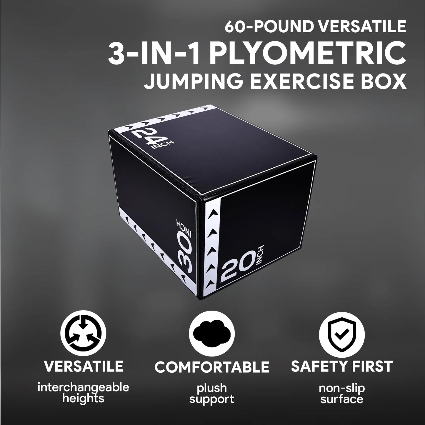 BalanceFrom Fitness 60lb Versatile 3-in-1 Plyometric Jumping Exercise Box