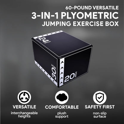 BalanceFrom Fitness 60lb Versatile 3-in-1 Plyometric Jumping Exercise Box