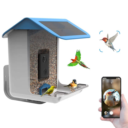 Adrinfly Smart Bird Feeder Camera, Bird Feeders with HD Camera & Solar Panel, Wireless App Control AI Identify Bird Species, Auto Capture Bird Videos & Notify When Birds Detected, Bird Lover Gift