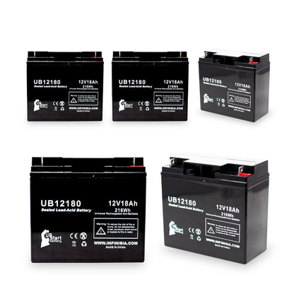 5x Pack - Compatible General Power GPS2K12061 Battery - Replacement UB12180 Universal Sealed Lead Acid Battery (12V, 18Ah, 18000mAh, T4 Terminal, AGM, SLA)