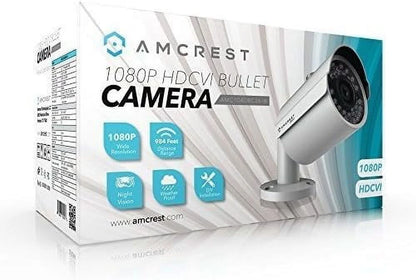 Amcrest Analog Outdoor Security Camera, Bullet 2MP 1080P @ 30fps, Quadbrid HD-CVI/TVI/AHD, 98ft Night Vision, IP67 Metal, 90° FOV, White (Not an IP Camera) (DVR Required, Not Included) (AMC1080BC36-W)