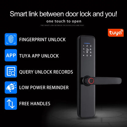 WAFU Intelligent Door Lock,Smart Lock Door Lock Compatible APP Compatible Tuya APP Deadbolt Key Compatible dsfen OWSOO