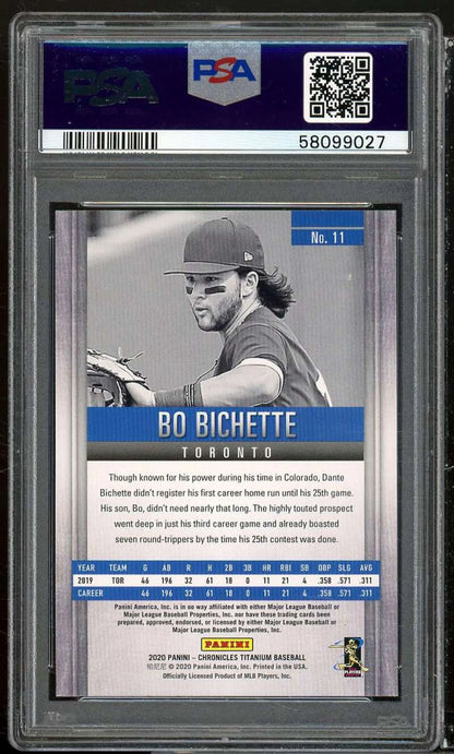 Bo Bichette Rookie Card 2020 Panini Chronicles Titanium Green #11 PSA 9