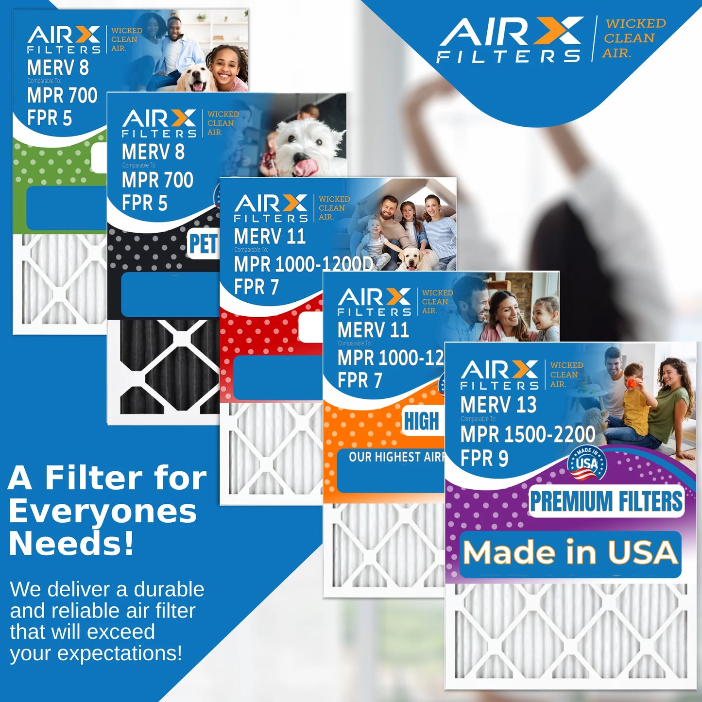 16x20x4 Air Filter MERV 8 Comparable to MPR 700 & FPR 5 Compatible with White Rodgers FR1000M-108 Premium USA Made 16x20x4 Furnace Filter 6 Pack by AIRX FILTERS WICKED CLEAN AIR.