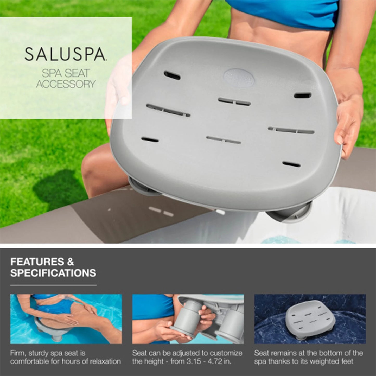 Bestway SaluSpa Santorini HydroJet Hot Tub w/Set of 2 SaluSpa Pool/Spa Chair