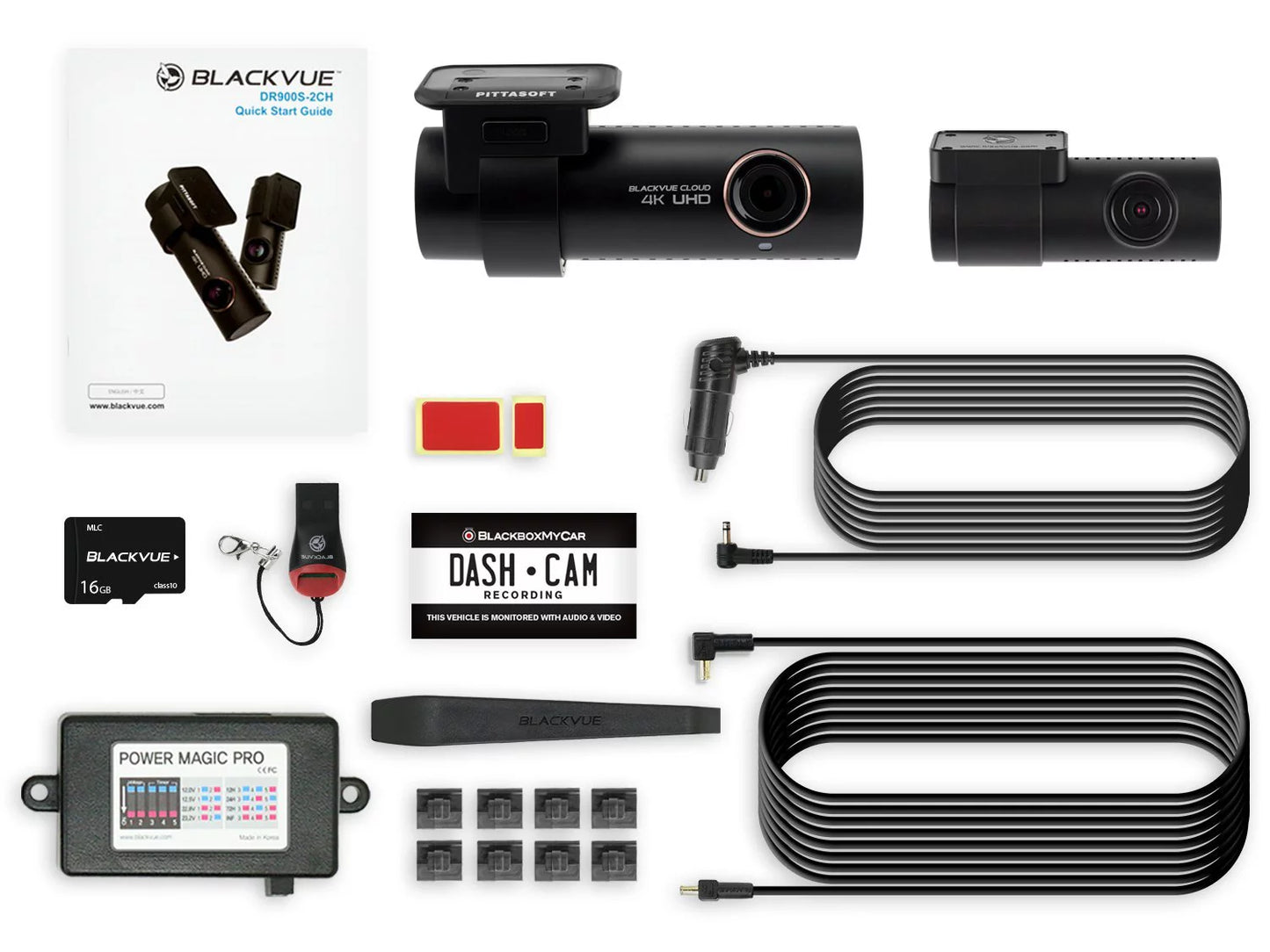 Blackvue DR900S-2CH with Power Magic Pro Hardwire Kit 2-Channel | 4K Dashcam | 16GB SD Card