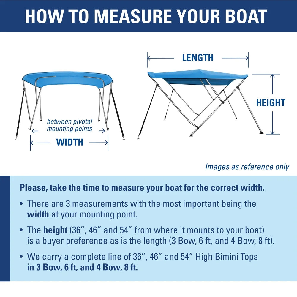 Bimini Top Boat Cover 36" H X 67"-72" W 6' Long 3 Bow Gray