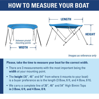 Bimini Top Boat Cover 36" H X 67"-72" W 6' Long 3 Bow Gray