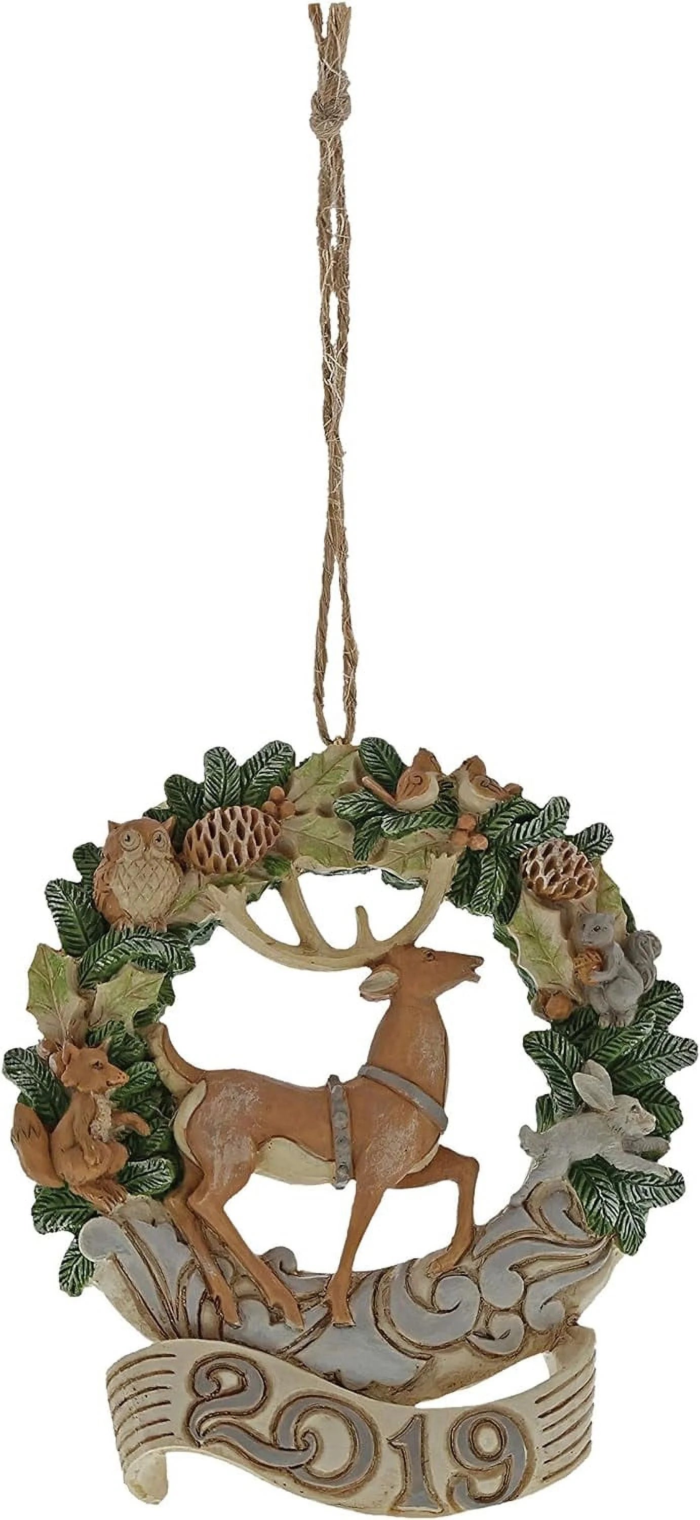 2019 Jim Shore Heartwood Creek Woodland Deer Wreath Christmas Ornament 6004175