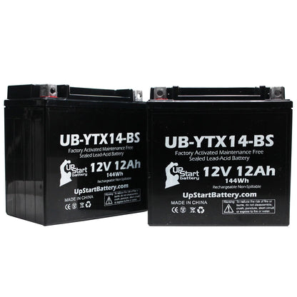 2-Pack UpStart Battery Replacement 2010 BMW F800ST, GS 800 CC Factory Activated, Maintenance Free, Motorcycle Battery - 12V, 12AH, UB-YTX14-BS