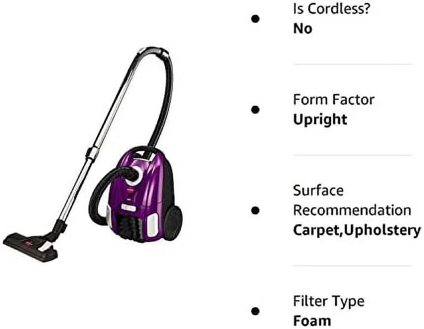 Canister Upright Vacuum Cleaner Lightweight & Powerful Suction With Telescoping Wand, Multi-Surface Cleaning Nozzle, Extra Long Power Cord With Automatic Cord Rewind