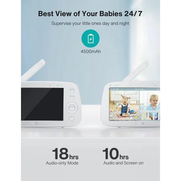 Vava VA-IH009 Baby Monitor with Split Screen, White