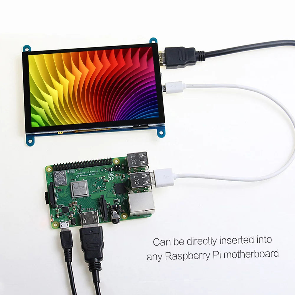 walmeck 5 Inch Capacitive Touchscreen Display 800*480 Resolution Small Portable with USB Interface Compatible with Raspberry Pi Educational Tool