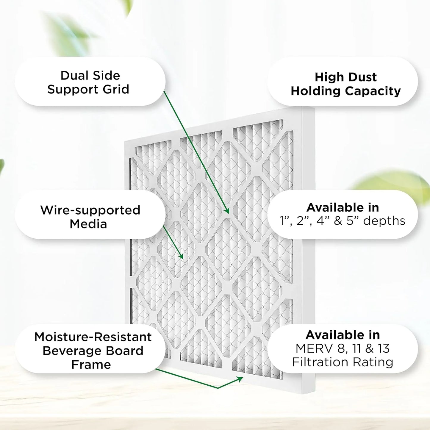 24X24x4 MERV 8 Pleated HV Furne Air Filters. Case Of 6. Ext Size: 23-3/8 X 23-3/8 X 3-3/4